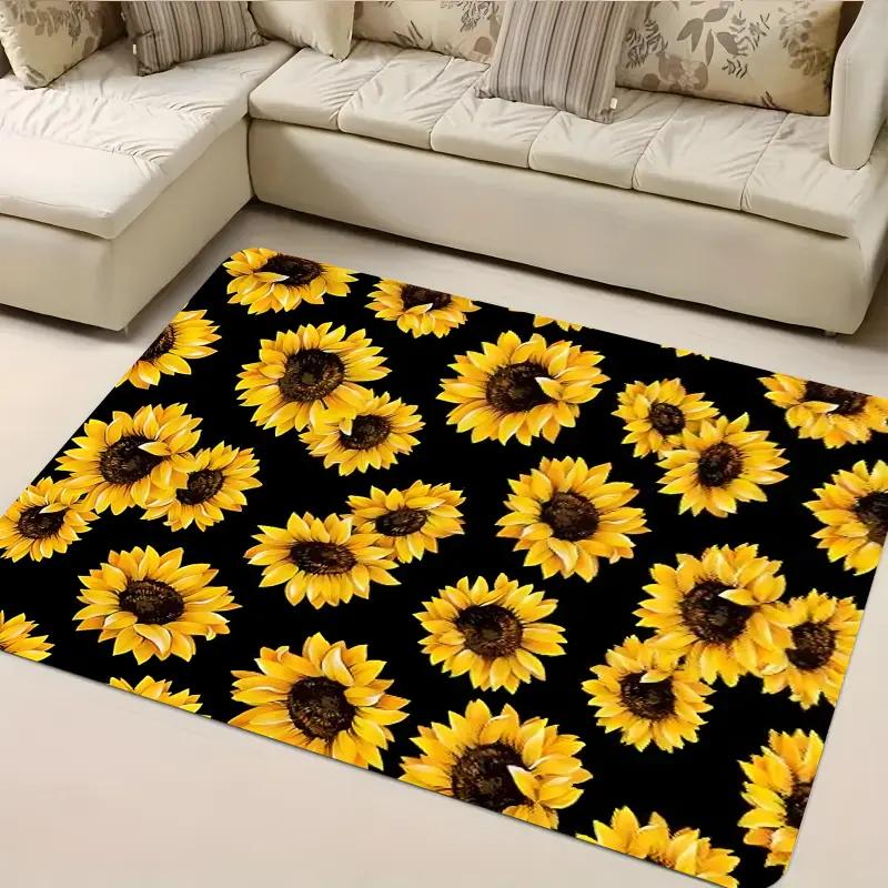 So Many Sunflowers Printing Large Rug Soft Living Room Carpet Wear-resistant Floor Mat Sofa Bedroom Home Easy To Clean Decor