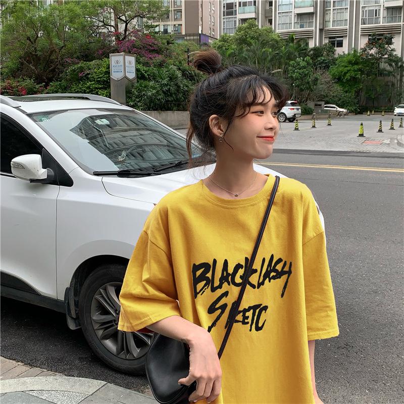 Vintage Buchstabenprint Lässiges Oversize T-Shirt Sommer koreanisch Kurzarm T-Shirts für Damen Kleidung Harajuku Studenten Y2k Oberteile Streetwear