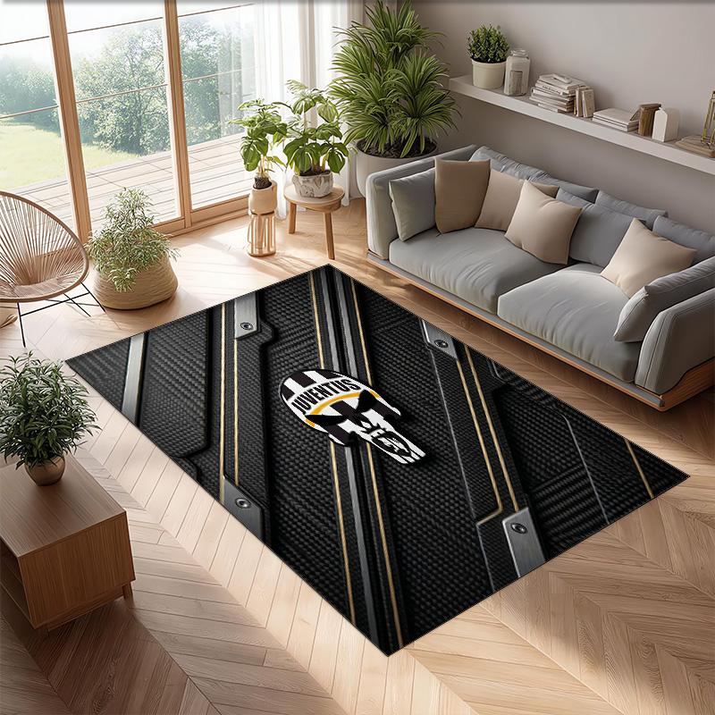 Juventus FC Printed Flannel Area Rug Non Slip Soft Polyester Floor Carpet Indoor Decor Mat for Bedroom Living Room Sofa