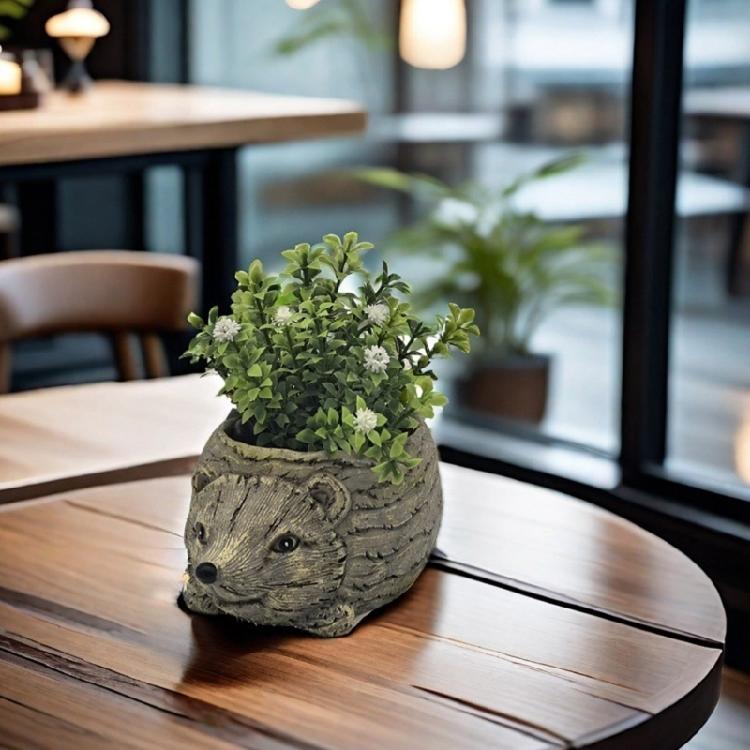 Animal Succulent Pots Cartoon Turtles/Snail/Hedgehog Plant Container Resin Planter for Indoor Cactus and Bonsais