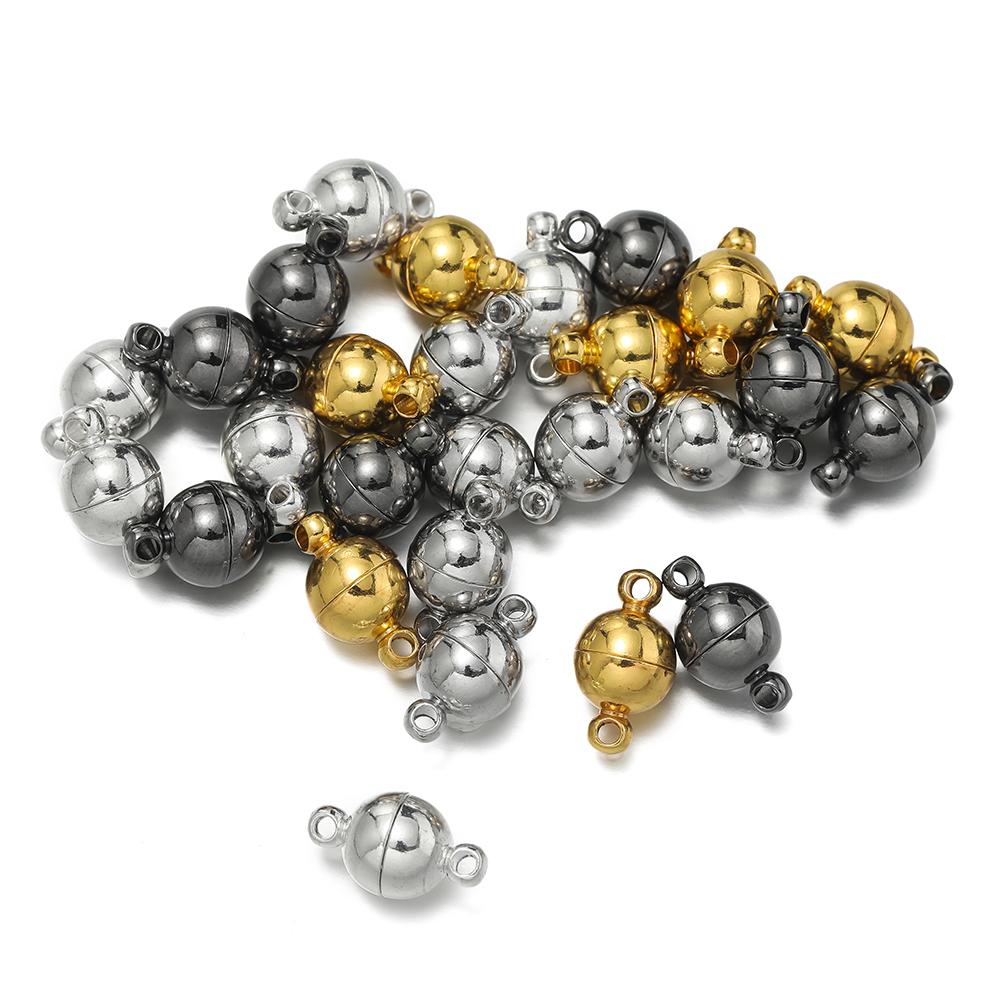 10pair/Lot 6/8/10mm Round Magnetic Connectors Clasps Magnet Charms End Cap for DIY Jewelry Making Couple Bracelet Necklace