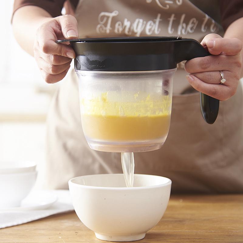 Large Capacity Kitchen Oil Separator with Lid & Filter Screen - Anti-Leak Soup Oil Filter Pot