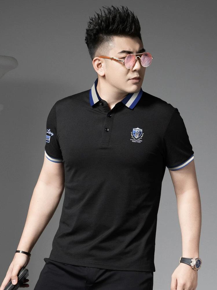 European Summer Short-Sleeved Polo Shirt for Men 2025 New Trendy Embroidered Lapel T-Shirt Men's Casual Top