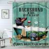 Dog Shower Curtain Funny Shower Curtains 60Wx72L Inch Dachshund Bath Soap Shower Curtain Fun Ocean Teal Green Bathtub Vintage Wo