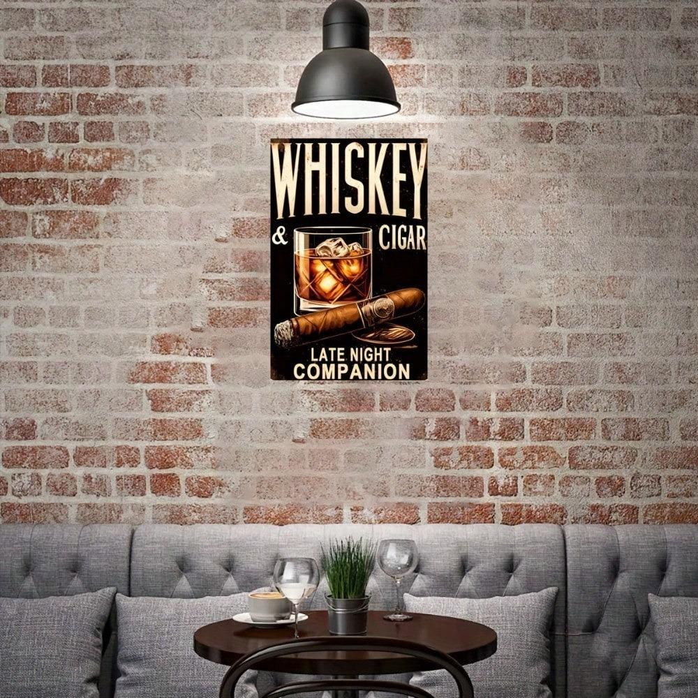 Vintage Whiskey Metal Tin Sign Pub Bar Wall Decor Man Cave