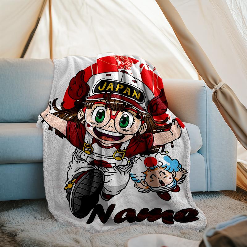 Personalized Custom Name Blanket - Arale Norimaki Print Design,Blanket for Sofa,Bed,Travel,Camping - Soft and Warm, Great Gift