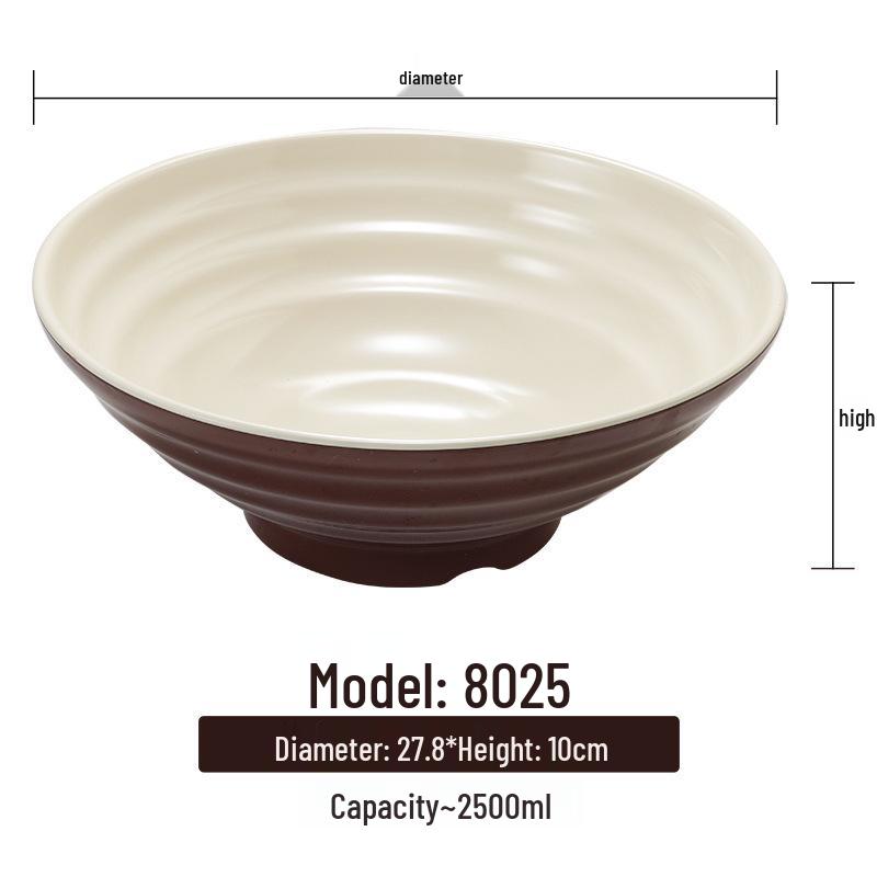Melamine White Noodle Bowl, Imitation Porcelain, Large Plastic Soup/Rice Bowl for Commercial Use.