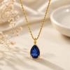 18K Gold Plated Stainless Steel Zircon Water Drop Pendant Necklace for Women