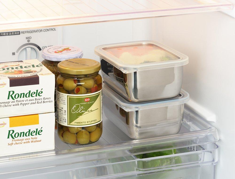 Set of 2 Stainless Steel Storage Containers with Lids 1214797