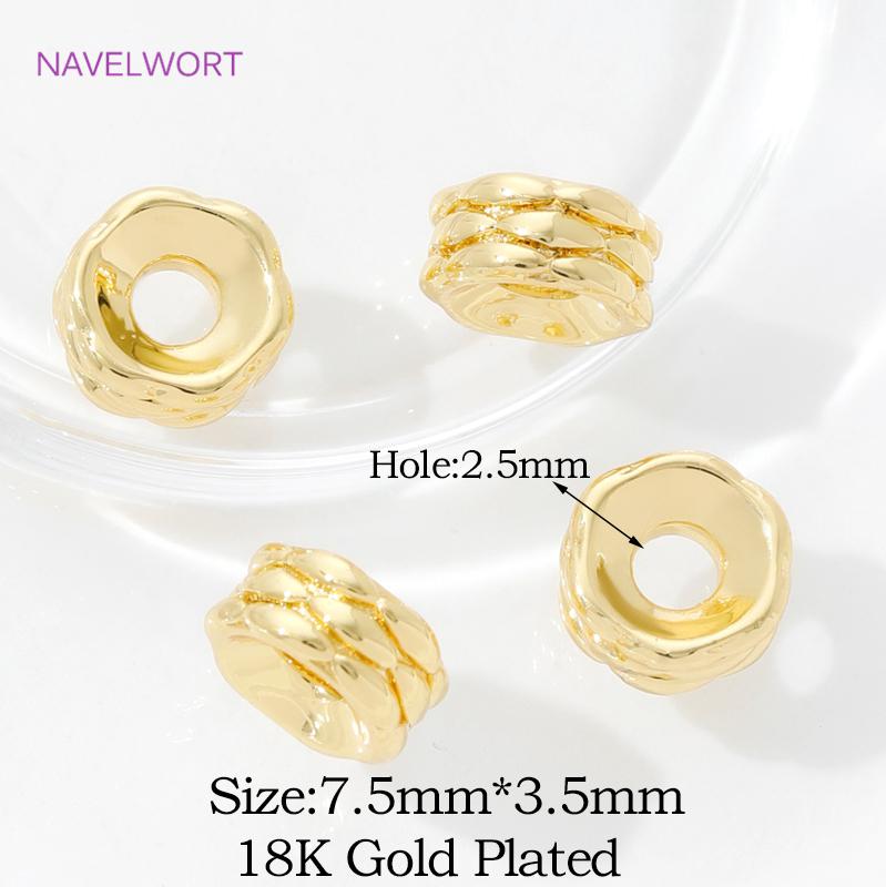 18K Gold Plated Round Spacer Beads,Separator For Beads,Brass Beads For Bracelet Making DIY Beading Jewelry Making Accessories
