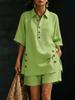 Women's Short-sleeve Shirt & Loose Pants Two-Piece Set - 2026 Autumn/Summer Collection