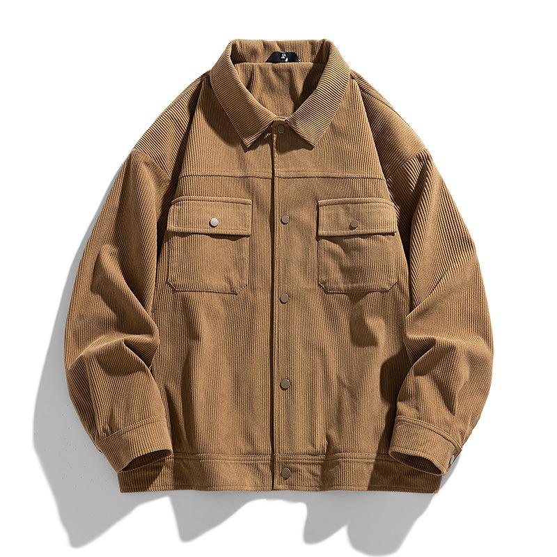 Corduroy Jacket Men's Spring and Autumn New Workwear Multi-Pocket Lapel Trendy Casual Cardigan Loose Jacket