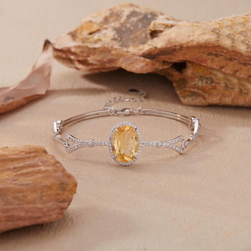 Natural Citrine Amethyst Topaz Bracelet Women'S S925 Sterling Silver Jewelry Earrings
