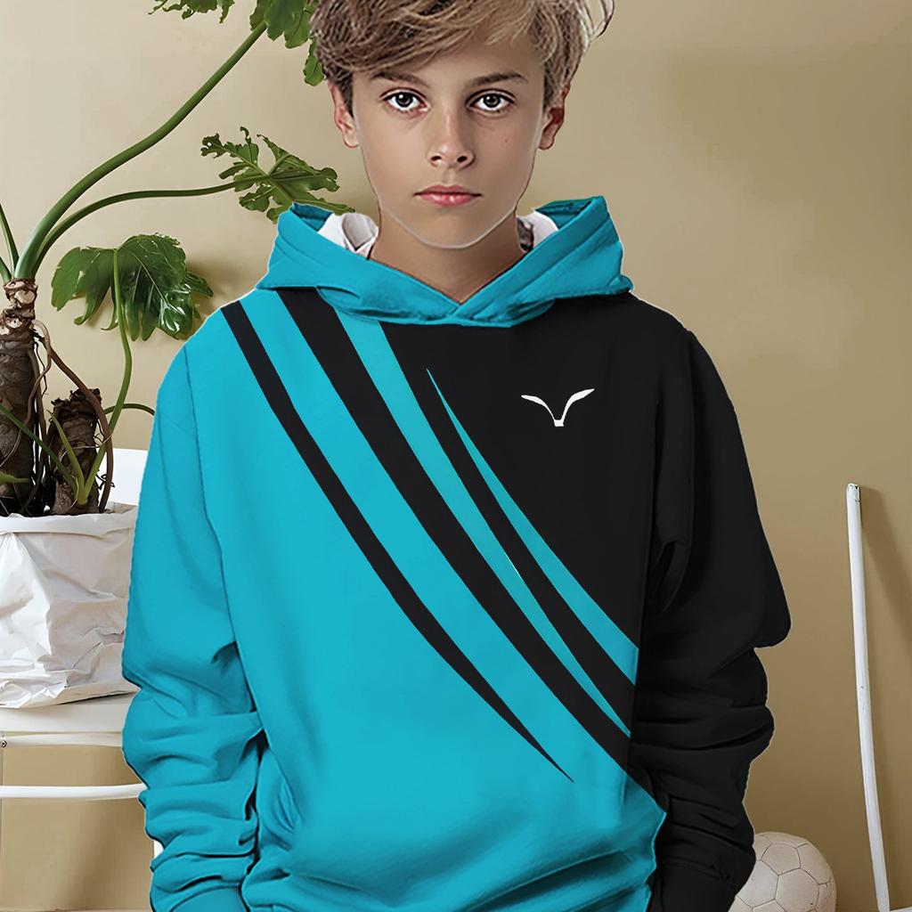 Boys' Green and Black Hoodies - Soft Daily Hoodie, Long Sleeve Top Suitable for School