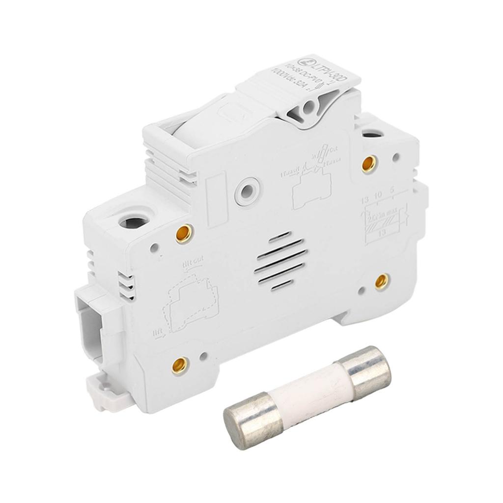 DC Fuse Holder 1P 32A DIN Rail Mounted Flame Retardant PV Fuses Base with 20A 10x38mm Fuse 1000VDC