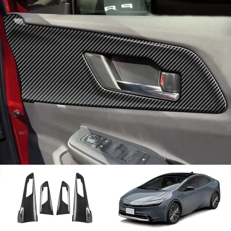 LHD RHD For Toyota Prius 60 Series  2024  ABS Carbon Fiber Black Car Inner Door Handle Bowl Panle Cover Sticker Accessories