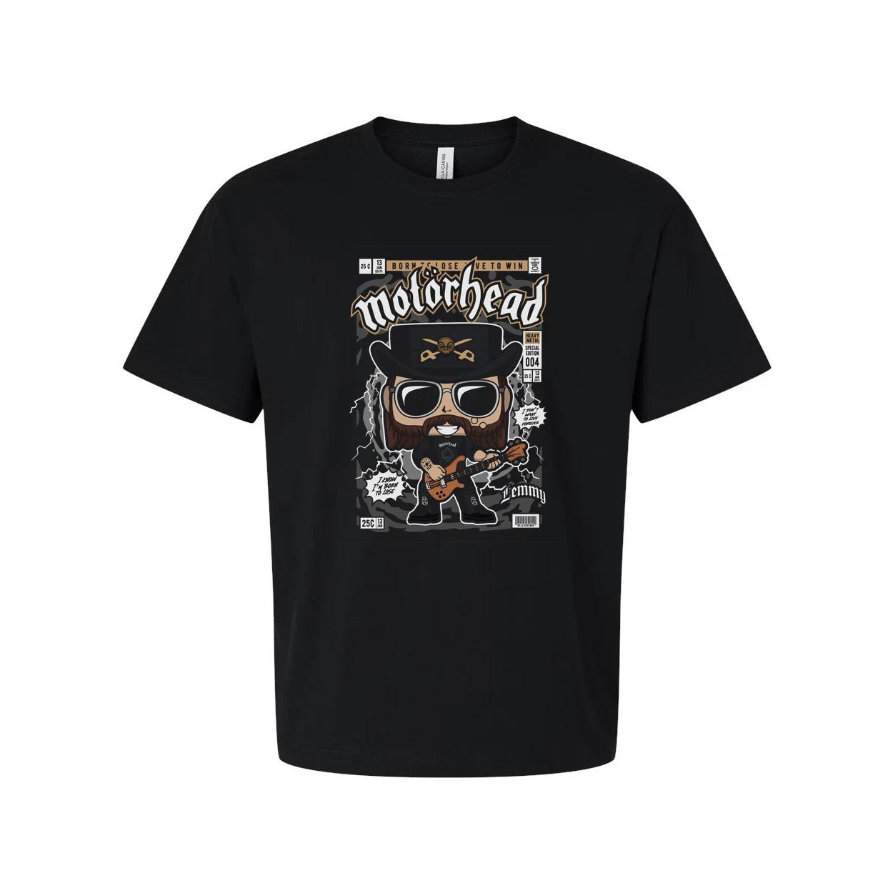 Motörhead Graphic Cartoon Guitarist Unisex T Shirt With Skull Hat And Glasses De L