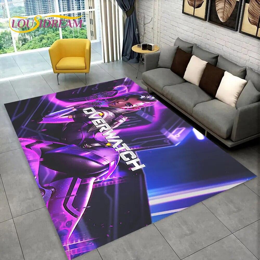 Overwatch Game Gamer DVA  Area Rug,Carpet Rug for Home Living Room Children's Bedroom Sofa Doormat Decor,kids Non-slip Floor Mat