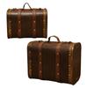 Wooden Trunk Faux Leather Handle Carrying Case Portable Storage Container For Jewelry Cosmetics And Collectibles