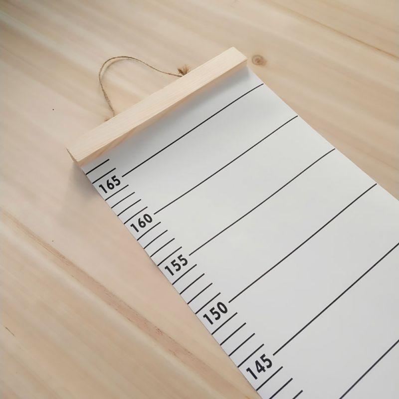 Decorative Height Growth Chart Hanging Wood Frame Fabric Canvas Height Measurement Ruler