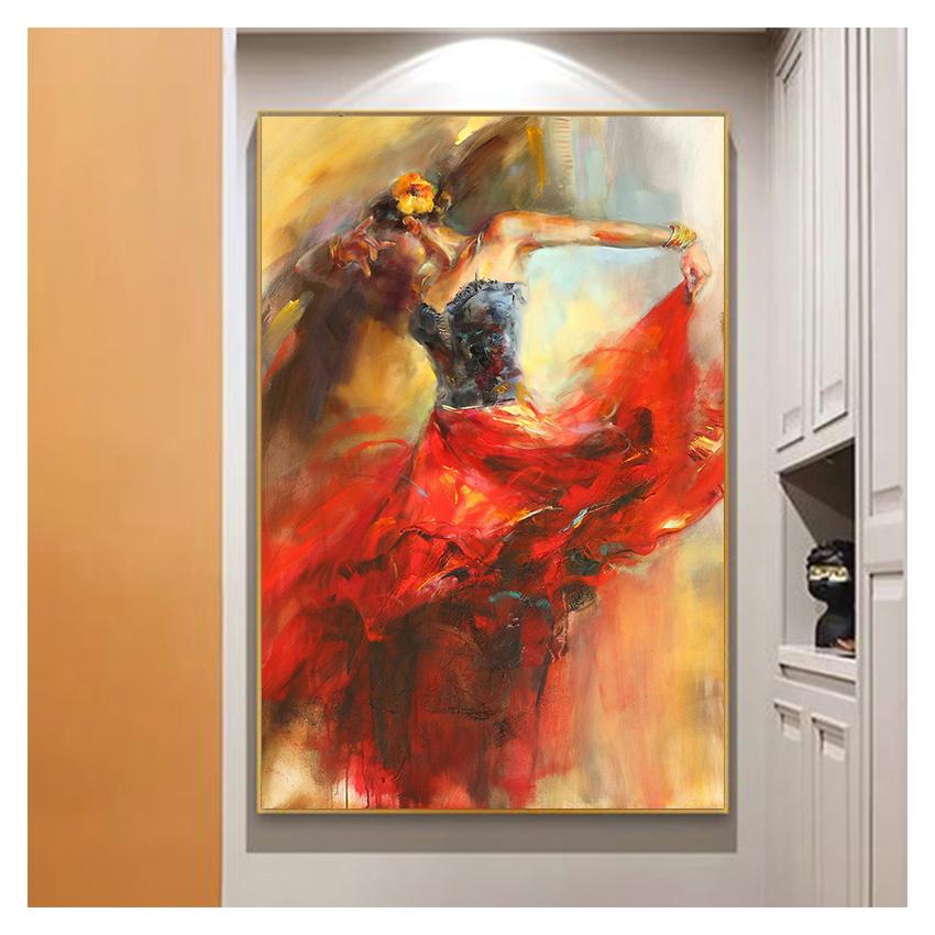 Oil Painting On Canvas Scandinavian Posters and Prints Wall Art Picture for Living Room Cuadros Abstract  Dancing Ballerina Girl