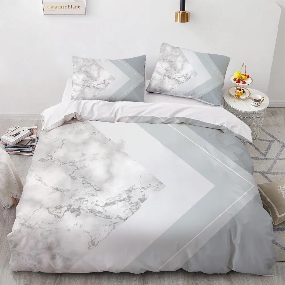 Comforter White Gold Marble Pattern Bedding Modern 3D S Twin Queen King Single Size Fashion Luxury Room Decor Women Gifts