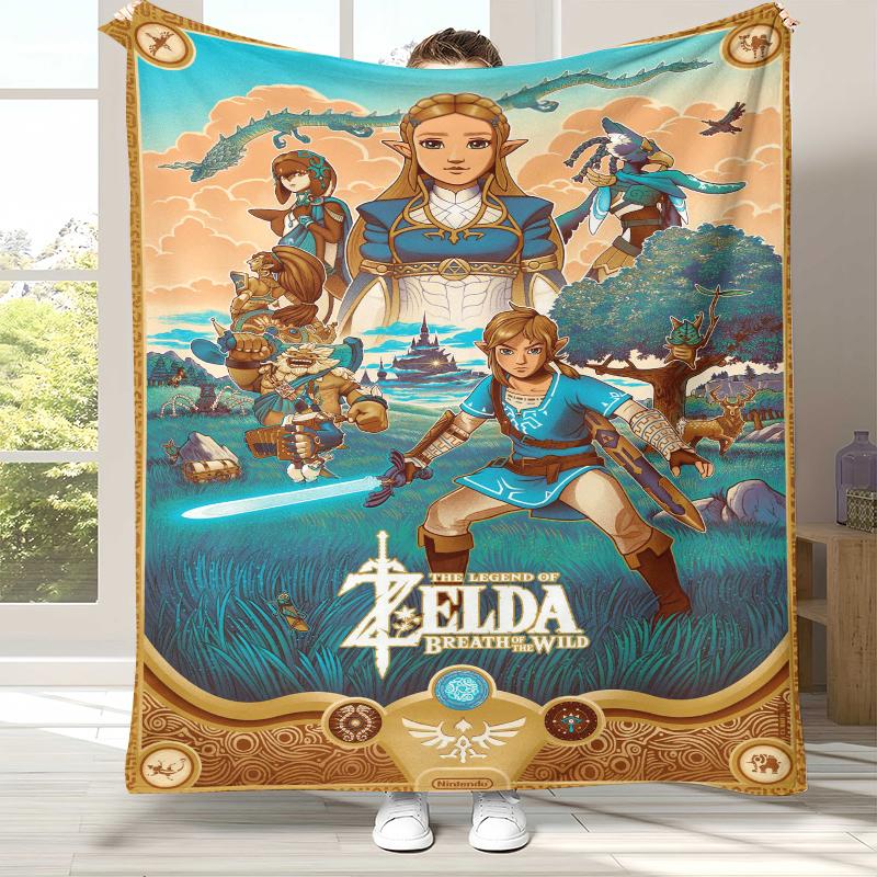 Retro Z-Zelda Cartoon Link Games Flannel Blanket,Ultra Soft Warm Plush Throw for Home Bedroom Bed Sofa Cover Camping Picnic Kid