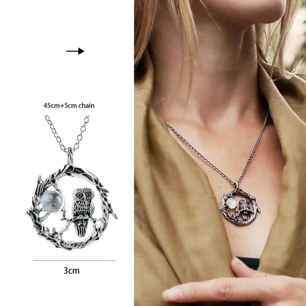 Antique Teardrop Artificial Moonstone Pendant Gems Cabochon Leaf Rattan Vintage Boho WaterDrop Necklace for Women Lady Girls