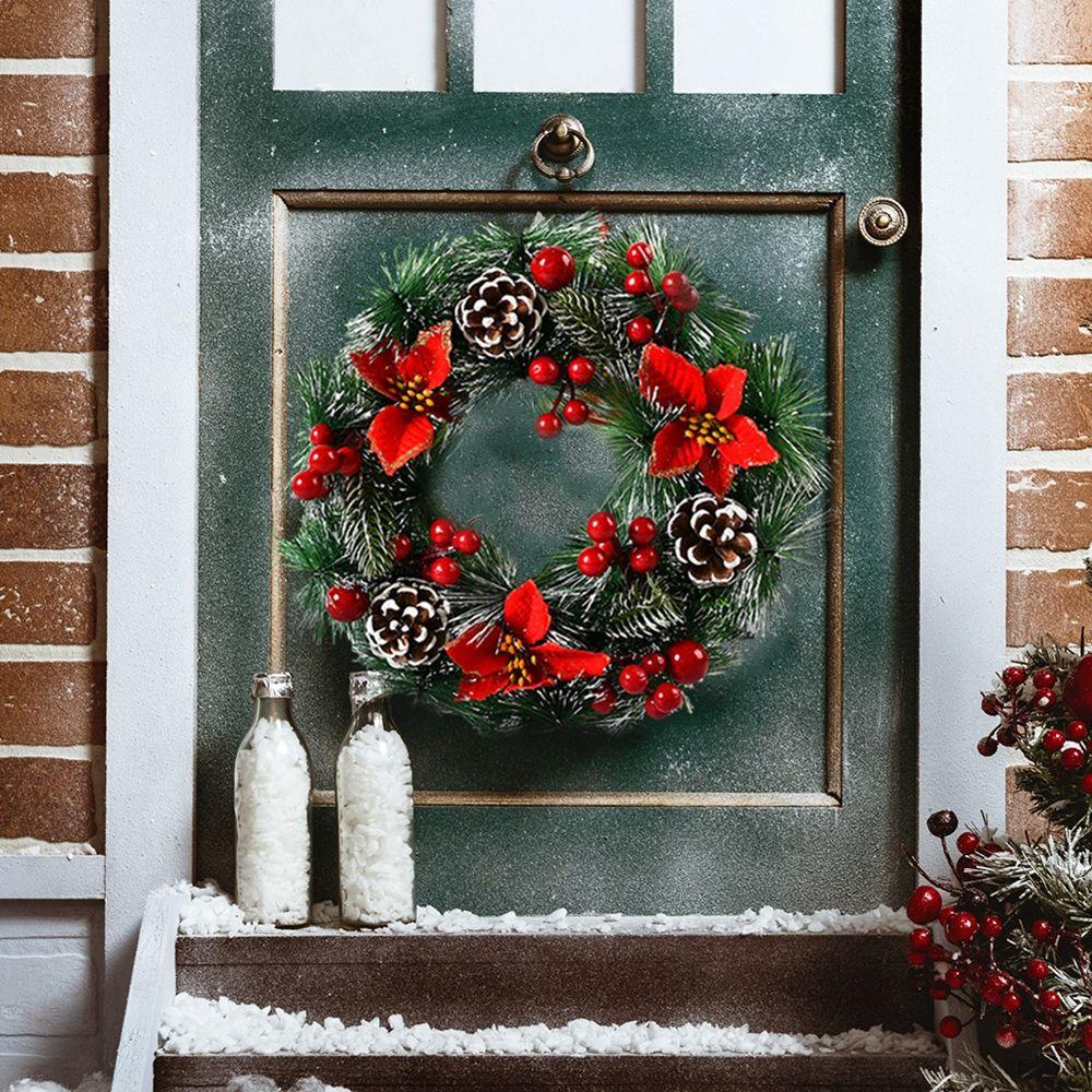 Ornament Red Berry Large Winter Snowflake Christmas Wreath Christmas Decor Garland Berry Wreath