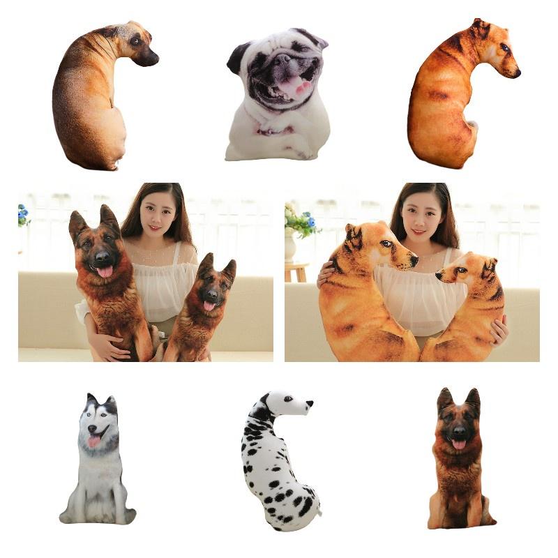 Kreatives 3D-Simulations-Hundekissen, Plüschtier Hund Stofftier für Kinder, Kurzer Plüschstoff, PP-Baumwollfüllung, Verschiedene Größen und Farben