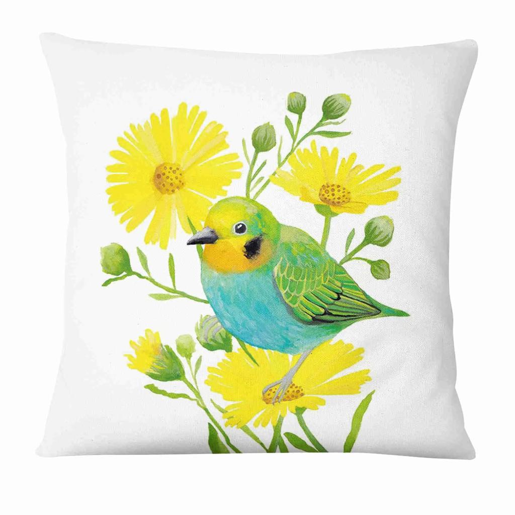 Painted Flower, Bird and Butterfly Decorative Pillowcase Living Room Office Ornaments Home Pillowcase