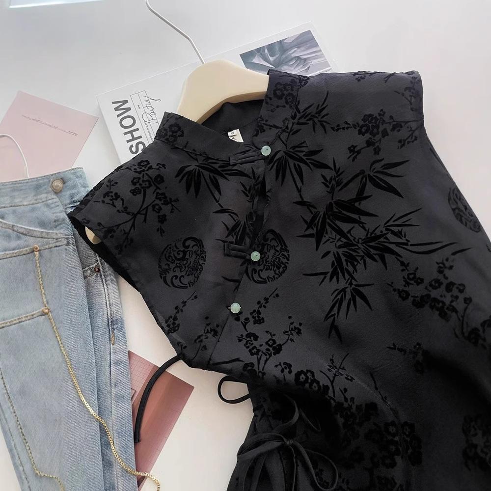 Retro Thin Shirt, Chinese Cheongsam Top, Short-sleeved T-shirt