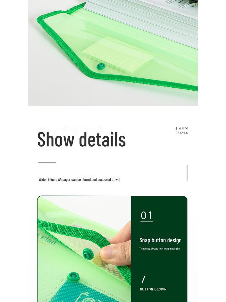 Transparent A4 Document Bag with Large Capacity and Business Card Holder