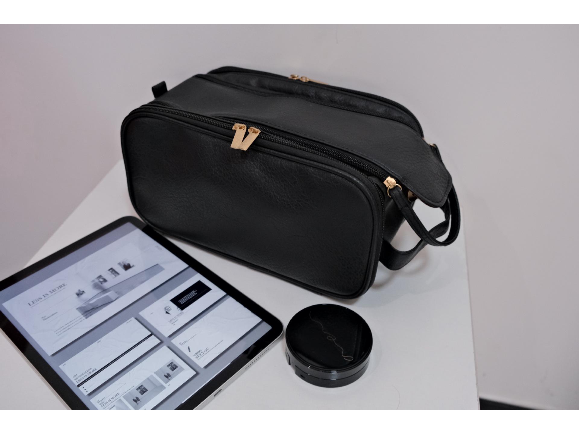 

Large Capacity Waterproof Double Zipper Makeup Bag - Portable Travel Cosmetics & Brush Organizer 28*16*15 cm