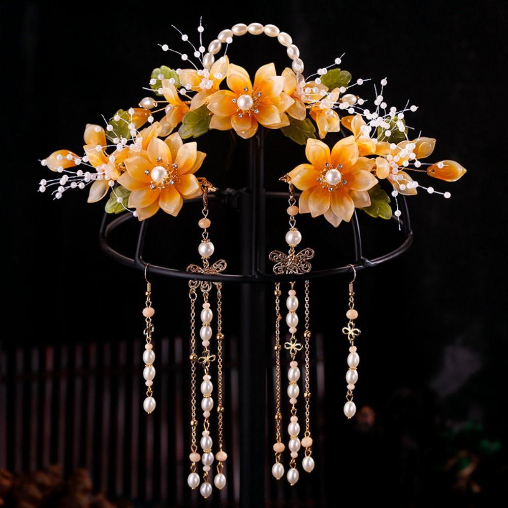 Pearl Chinese Style Hairpin Set Ancient Style Flower Hair Comb Hanfu Hair Stick Hair Accessories