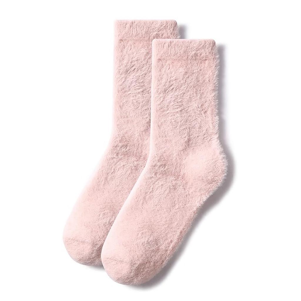 3 Paar Plüsch-Nerzsocken in Bonbonfarben, hochwertiger, weicher, superelastischer Samt, dicker, warmer Winter-Bodenvlies-Mittelschlauchstrumpf