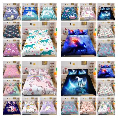 Jednorożec Pościel Garnitur Dzieci Kid Home Łóżko Ubrania Nowo Poszwa na kołdrę w rozmiarze King Mikrofibra Home Tees z Pillowcasextil