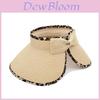 Pure Color Leopard Print Sun Hat Wide Brim Breathable Sun Protection For Women Summer