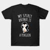 Men Black Print T-shirt My Spirit Animal Is A Penguin No-Cut Transfer Paper Print Cotton Tshirt
