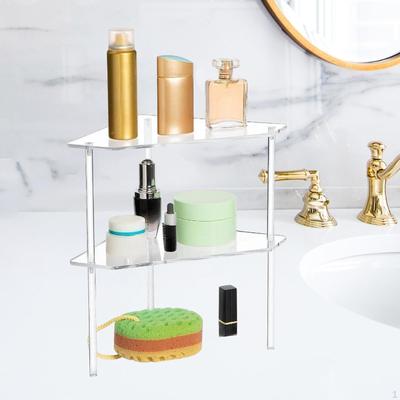 2 Pieces Acrylic Bathroom Corner Shelf Shower Rack Vanity Storage Countertop