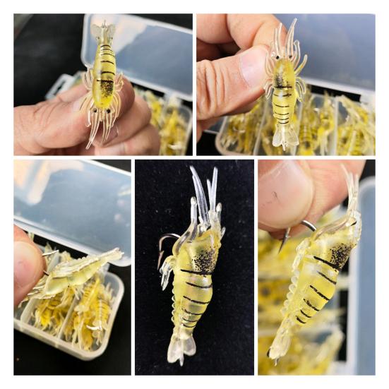 30Pcs Fishing Baits Artificial Soft Shrimp Lures Realistic Looking Vibrant Color Mini Size Soft Baits Fake Lures with Sharp Hooks