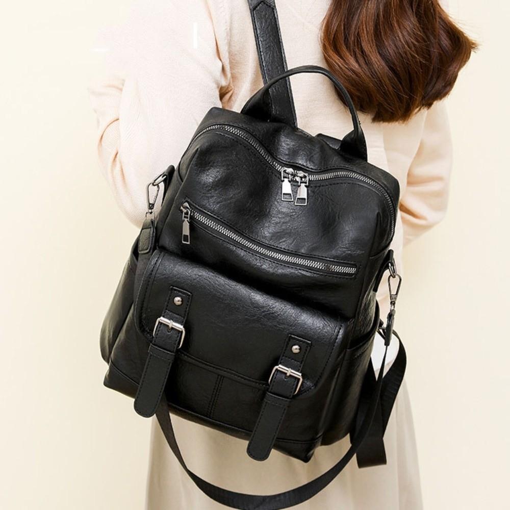 Multifunctional Student School Bag PU Peather Mommy Shoulder Bag Vintage Student Backpack  Women