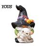 Weather Resistant Gnome Sculptures Halloween Witch Hat Figurine, Mini Wizard Resin Figurines Statue, Dwarf Sculpture Ornament for Indoor Outdoor