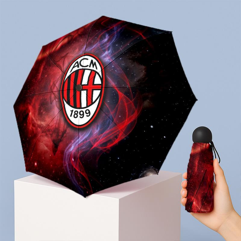 AC Milan Pattern Printed Mini 5 Folds 8 Ribs Compact Umbrella Windproof Waterproof Lightweight Portable Folding