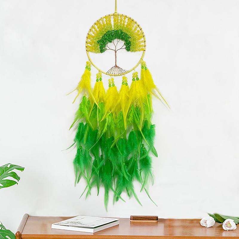 Dream Catcher Hand-woven Crystal Wind Chime Hanging Ornaments For Living Room Bedroom Creative Festival Holiday Gifts Home Decor