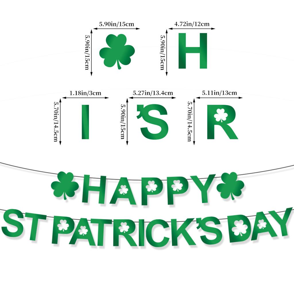 26 Irish Day Party Decoration St. Patrick'S Day Shamrock Flag Latte Spiral Set