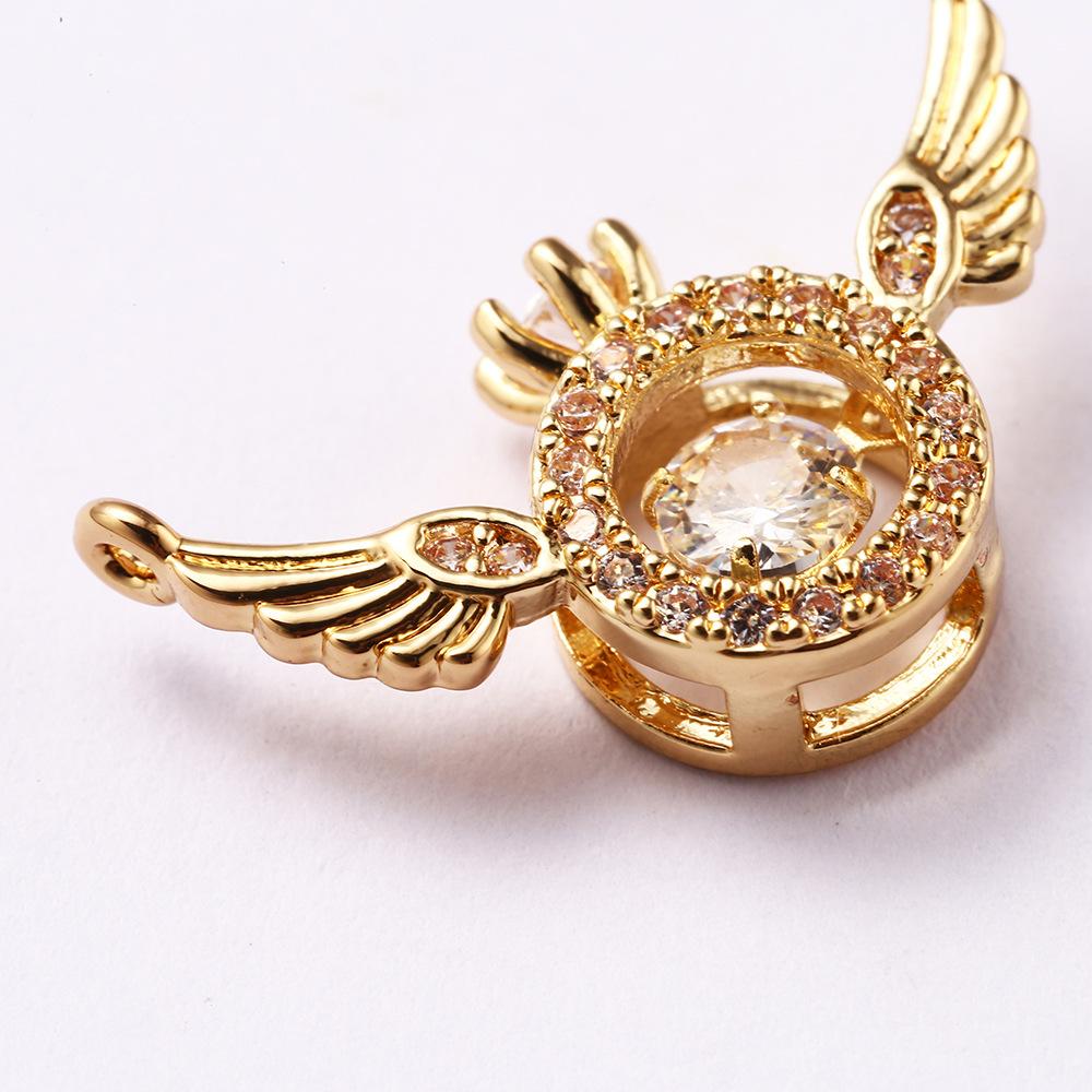 Copper Inlaid Zircon Wing Crown, Angel Wings Diy Jewelry Accessories Necklace Bracelet Pendant Accessories