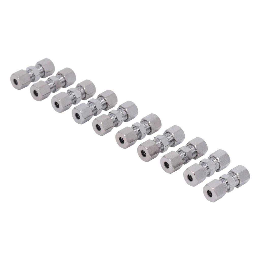 10Pcs Brake Line Connector Chrome Plated Copper Brake Pipe Fitting for 4.75mm Dia Tube