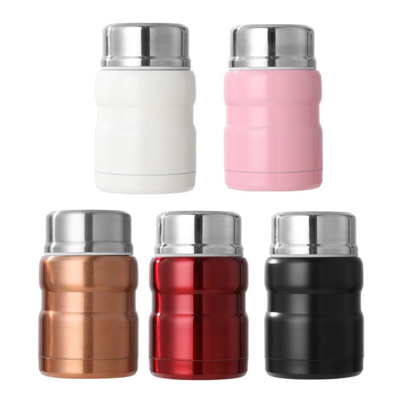 Creative Steel Vacuum Thermos Cup 500ml Double Wall Home Porridge Soup Carrying Vacuum Pot