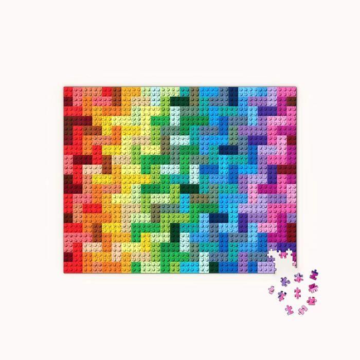 Puzzle - lego - rainbow bricks - 1000 pièces - thème abstrait - multicolore